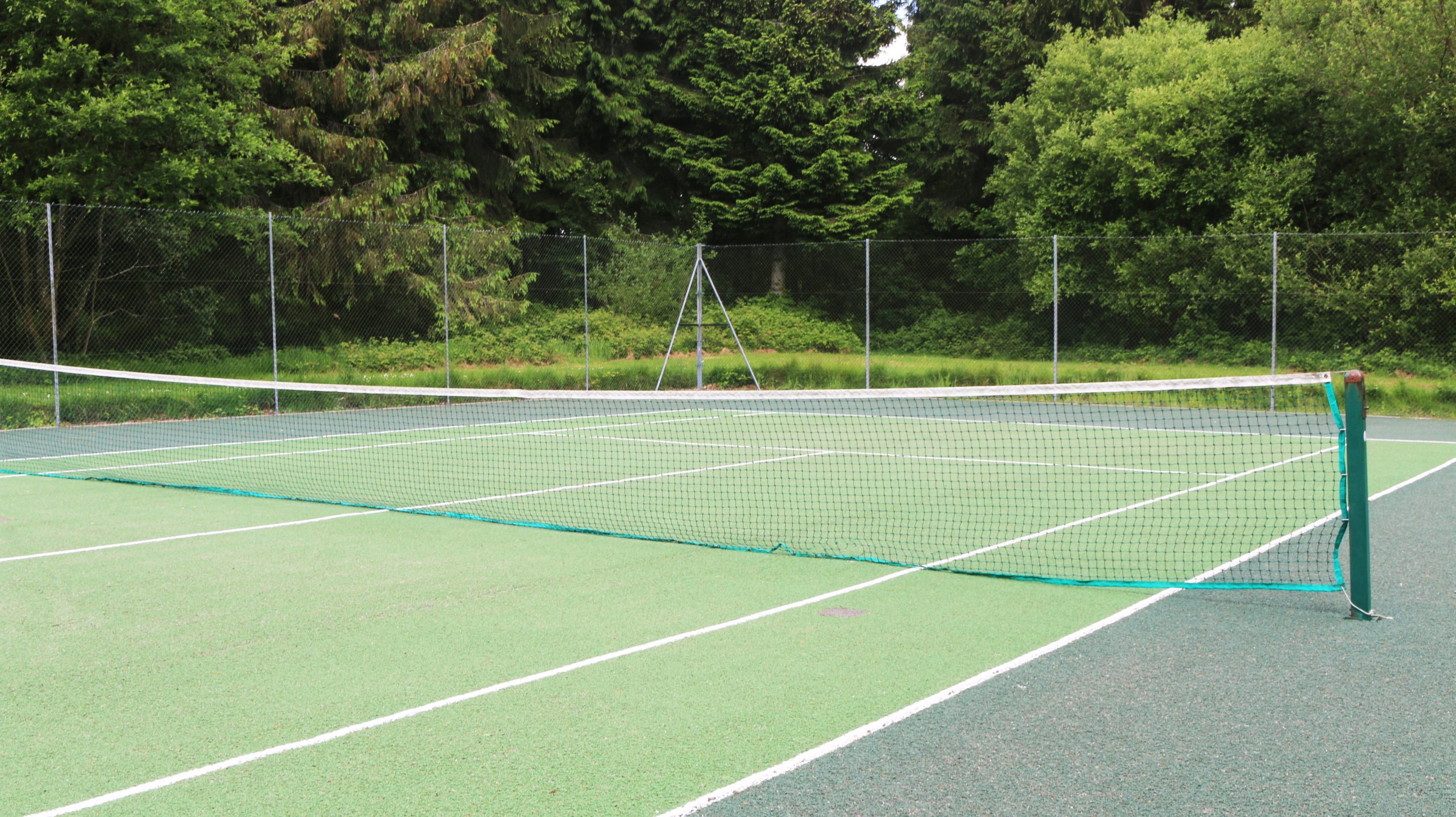 badminton court at campsite in mid-devon
