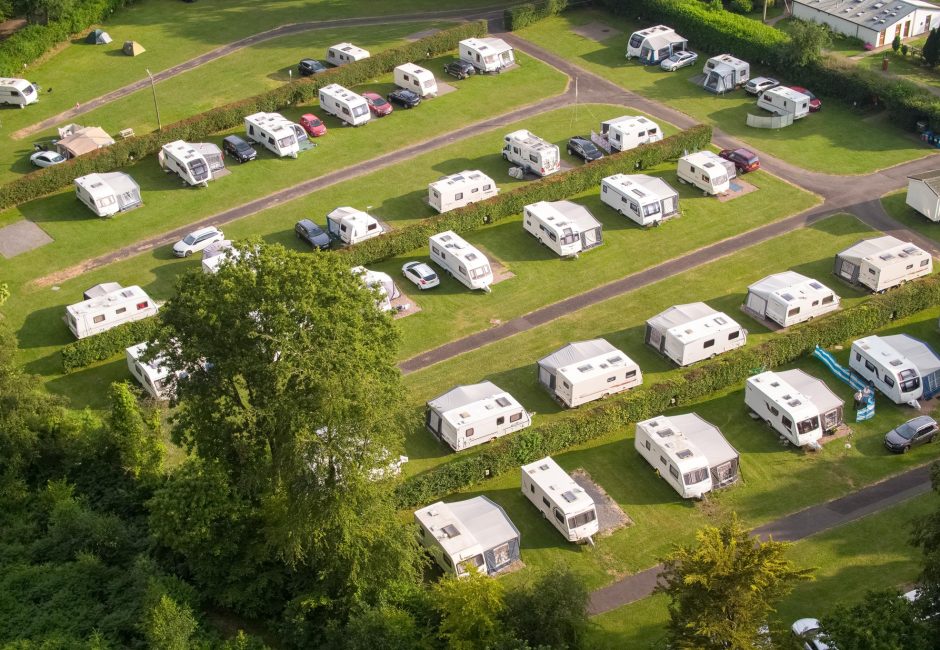 motorhome and caravan park in forest glade