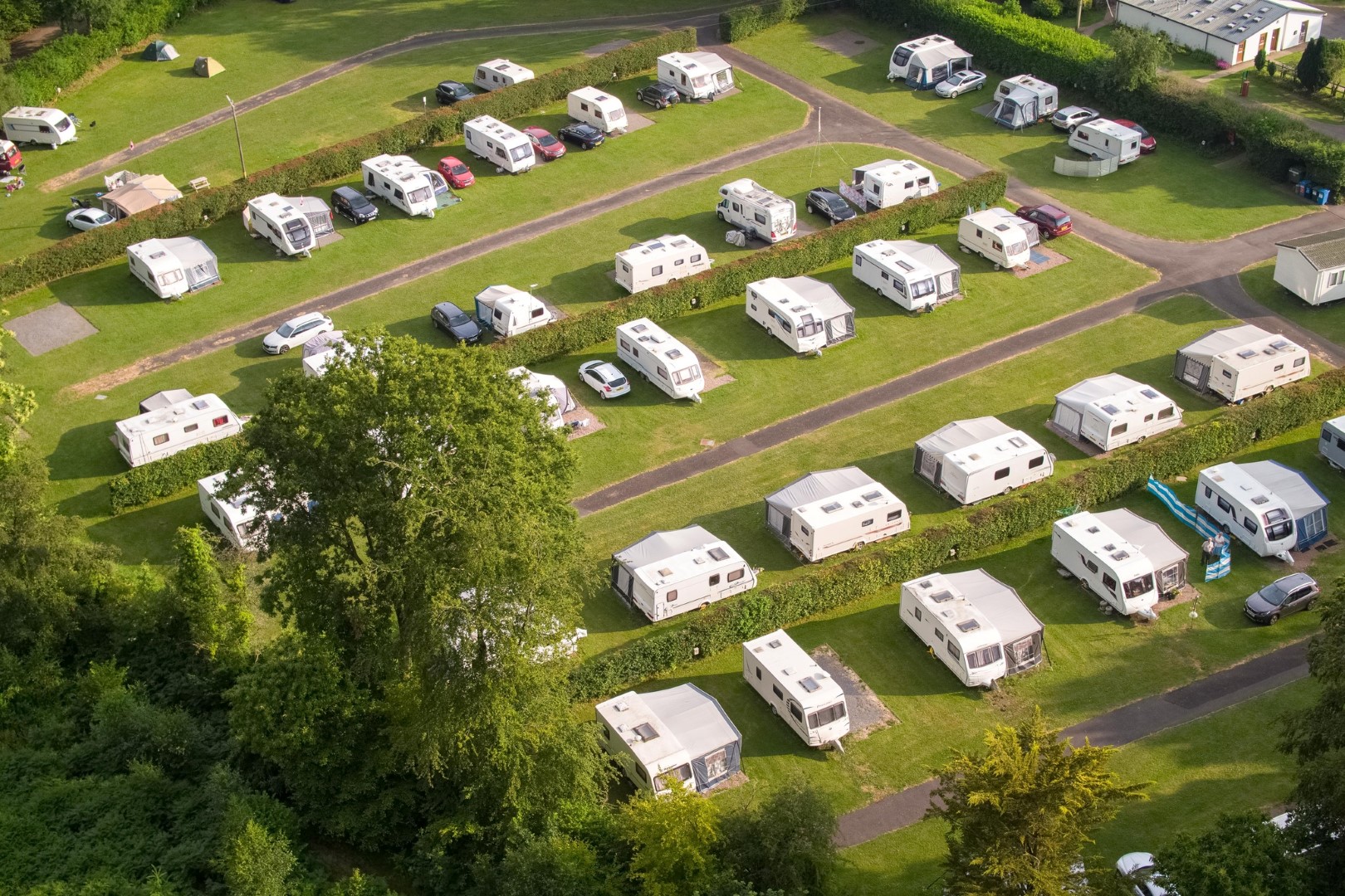 motorhome and caravan park in forest glade